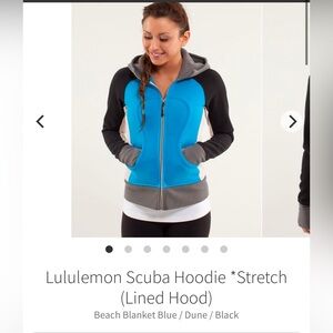 Lululemon Scuba Hoodie (Stretch), size 6, Beach Blanket Blue/Dune/Black